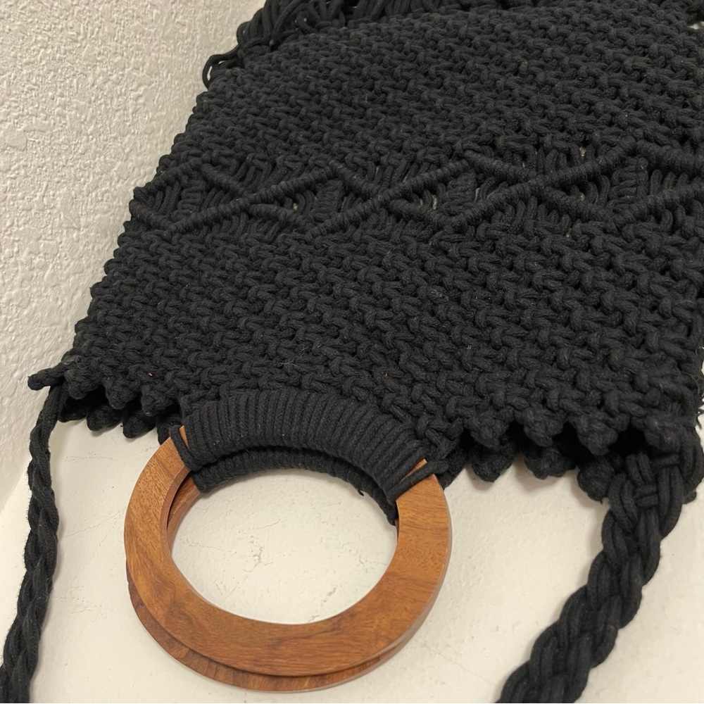 Danielle Nicole Black Macrame Shoulder/Crossbody/… - image 5